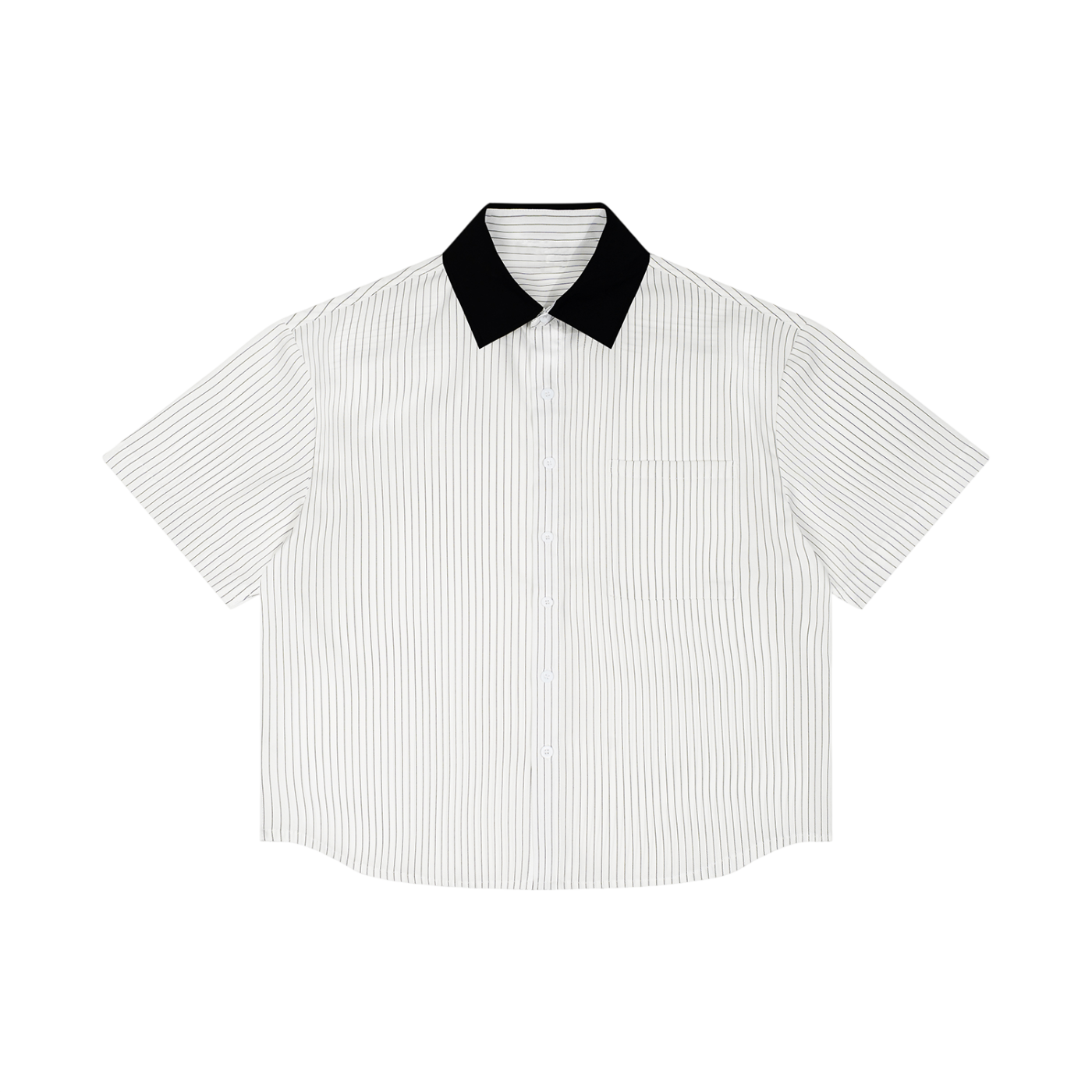 Striped Boxy Contrast Collar Shirt