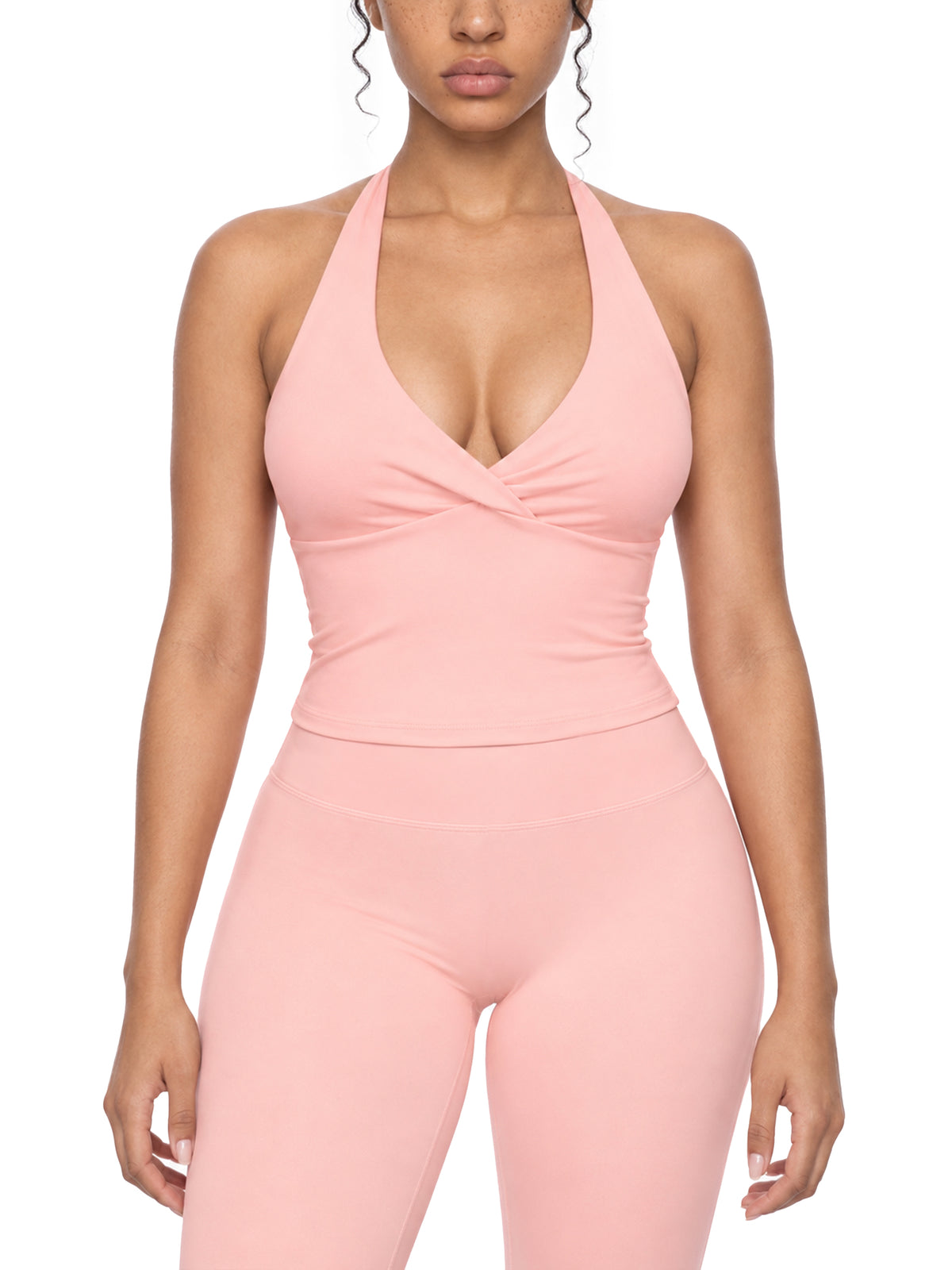 Ruched Halter Yoga Tank Top