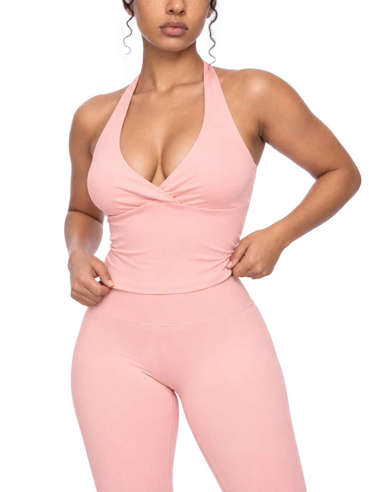 Ruched Halter Yoga Tank Top