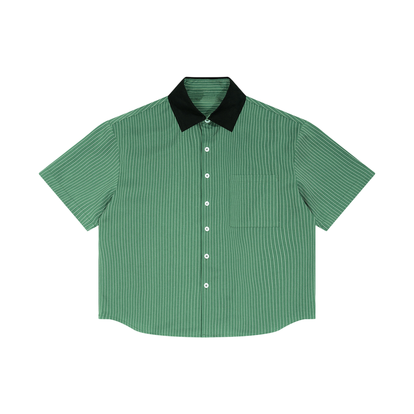 Striped Boxy Contrast Collar Shirt