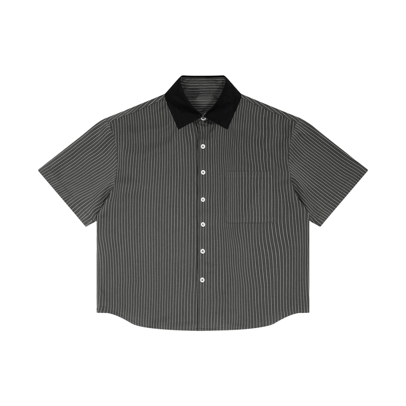 Striped Boxy Contrast Collar Shirt