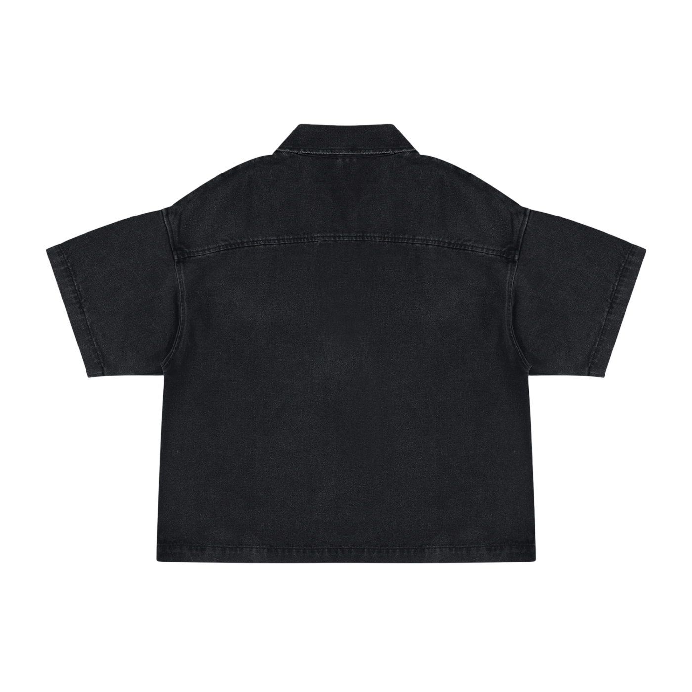 Vintage Wash Boxy Quarter-Zip Denim Shirt